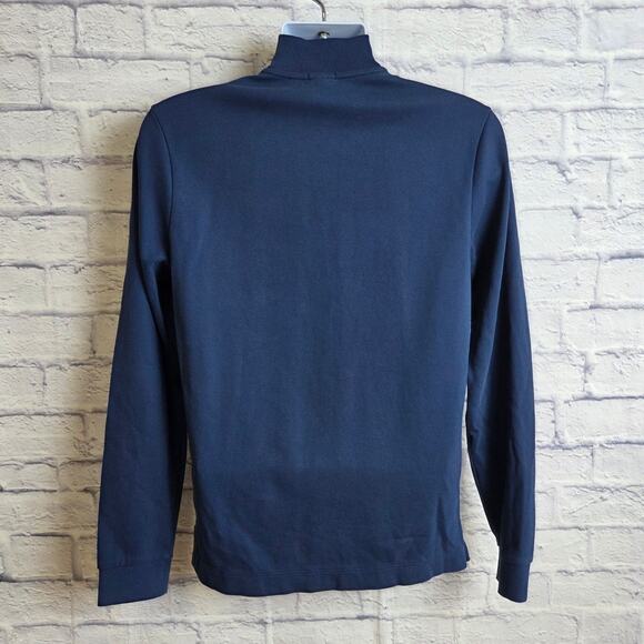 BOSS by Hugo Boss Mens Medium Navy Blue Quarter Zip Pullover Slim Fit - Picture 3 of 11